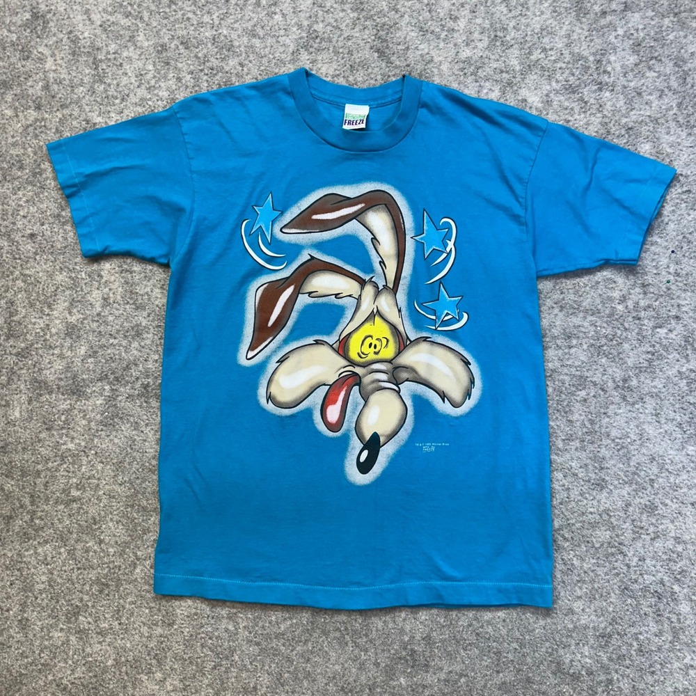 Freeze Looney Tunes Wile E. Coyote T-Shirt Men XL Blue Vintage 90s Single Stitch